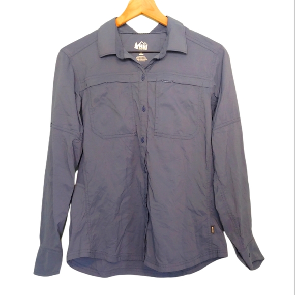 REI Tops - REI Co Op Women's Long Sleeve Blue Button Up Top Size Medium Outdoor Hiking